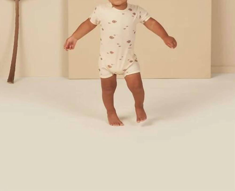 NEW RYLEE + CRU kids fish shorty one-piece swimwear in natural